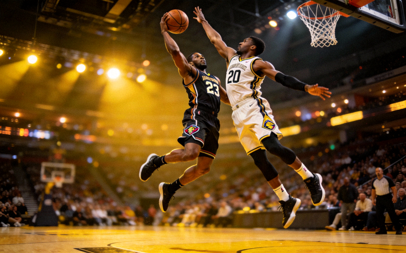 NBA总决赛精彩瞬间 - 球员空中对抗上篮